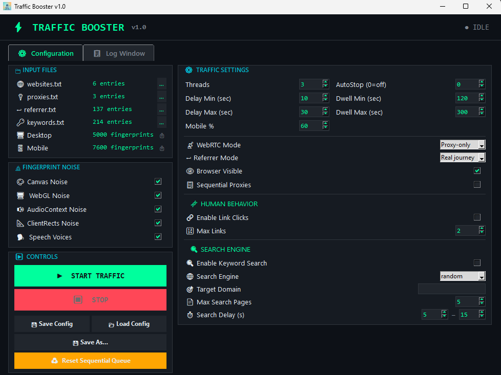 Traffic Booster main interface preview